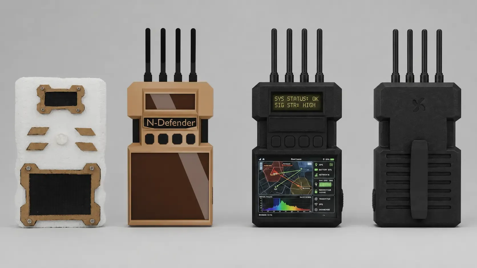 Handheld drone tracking device design concept variations exploring key goals